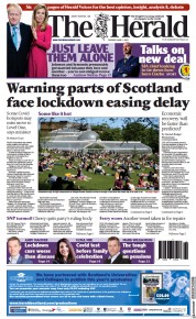 The Herald () Newspaper Front Page for 1 June 2021