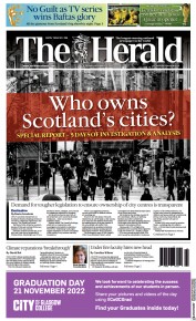 The Herald () Newspaper Front Page for 21 November 2022