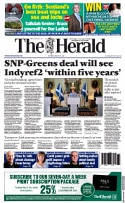 The Herald () Newspaper Front Page for 21 August 2021