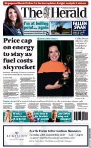 The Herald () Newspaper Front Page for 21 September 2021