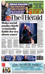 The Herald () Newspaper Front Page for 22 January 2022