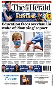 The Herald () Newspaper Front Page for 22 June 2021