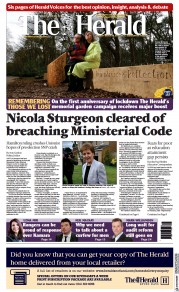 The Herald () Newspaper Front Page for 24 March 2021