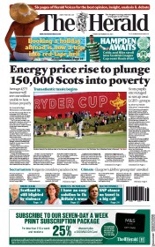 The Herald () Newspaper Front Page for 24 September 2021