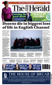 The Herald () Newspaper Front Page for 25 November 2021