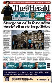The Herald () Newspaper Front Page for 25 March 2021