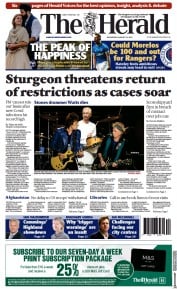 The Herald () Newspaper Front Page for 25 August 2021