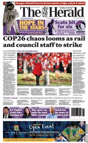 The Herald () Newspaper Front Page for 26 October 2021