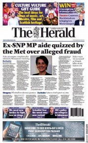The Herald () Newspaper Front Page for 27 November 2021