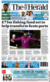 The Herald () Newspaper Front Page for 27 December 2021