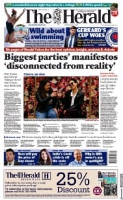 The Herald () Newspaper Front Page for 27 April 2021