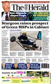 The Herald () Newspaper Front Page for 27 May 2021
