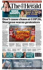 The Herald () Newspaper Front Page for 29 October 2021