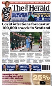 The Herald () Newspaper Front Page for 29 June 2021
