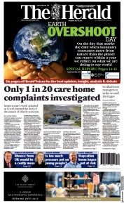 The Herald () Newspaper Front Page for 29 July 2021