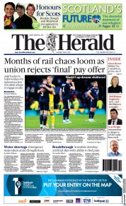 The Herald () Newspaper Front Page for 2 June 2022
