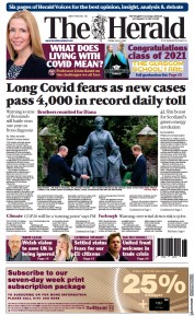 The Herald () Newspaper Front Page for 2 July 2021