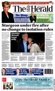 The Herald () Newspaper Front Page for 30 December 2021