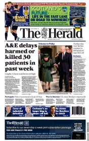 The Herald () Newspaper Front Page for 30 March 2022