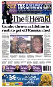 The Herald () Newspaper Front Page for 31 March 2022