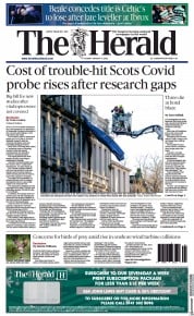 The Herald () Newspaper Front Page for 3 January 2023