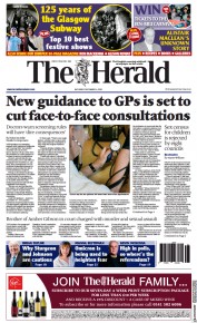 The Herald () Newspaper Front Page for 4 December 2021