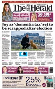 The Herald () Newspaper Front Page for 6 April 2021