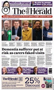 The Herald () Newspaper Front Page for 7 May 2021