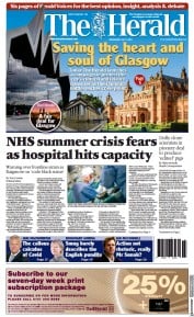 The Herald () Newspaper Front Page for 7 July 2021