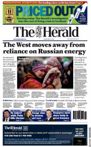 The Herald () Newspaper Front Page for 8 March 2022