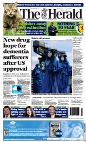 The Herald () Newspaper Front Page for 8 June 2021