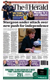 The Herald () Newspaper Front Page for 8 September 2021