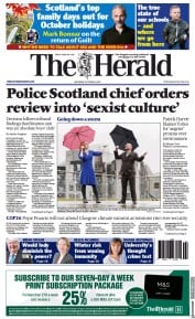 The Herald () Newspaper Front Page for 9 October 2021