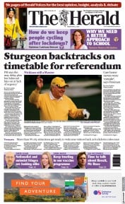 The Herald () Newspaper Front Page for 9 April 2021
