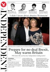 The Independent () Newspaper Front Page for 10 October 2017