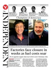 The Independent () Newspaper Front Page for 10 October 2021