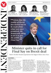 The Independent () Newspaper Front Page for 10 November 2018