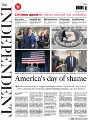The Independent () Newspaper Front Page for 10 December 2014