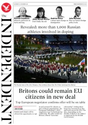 The Independent () Newspaper Front Page for 10 December 2016