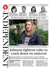 The Independent () Newspaper Front Page for 10 December 2021