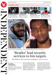 The Independent () Newspaper Front Page for 10 February 2018