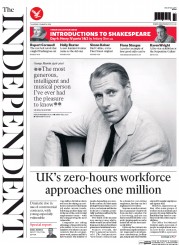 The Independent () Newspaper Front Page for 10 March 2016