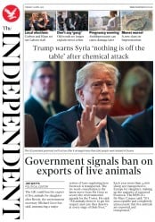 The Independent () Newspaper Front Page for 10 April 2018