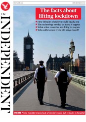 The Independent () Newspaper Front Page for 10 April 2020
