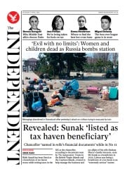 The Independent () Newspaper Front Page for 10 April 2022