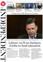 The Independent () Newspaper Front Page for 10 May 2017