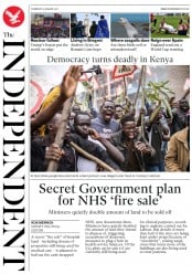 The Independent () Newspaper Front Page for 10 August 2017