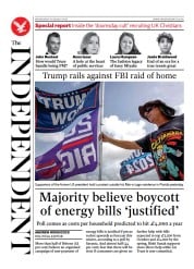 The Independent () Newspaper Front Page for 10 August 2022