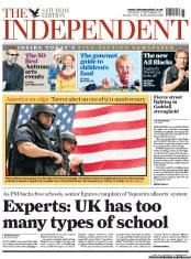 The Independent () Newspaper Front Page for 10 September 2011