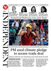 The Independent () Newspaper Front Page for 10 September 2021